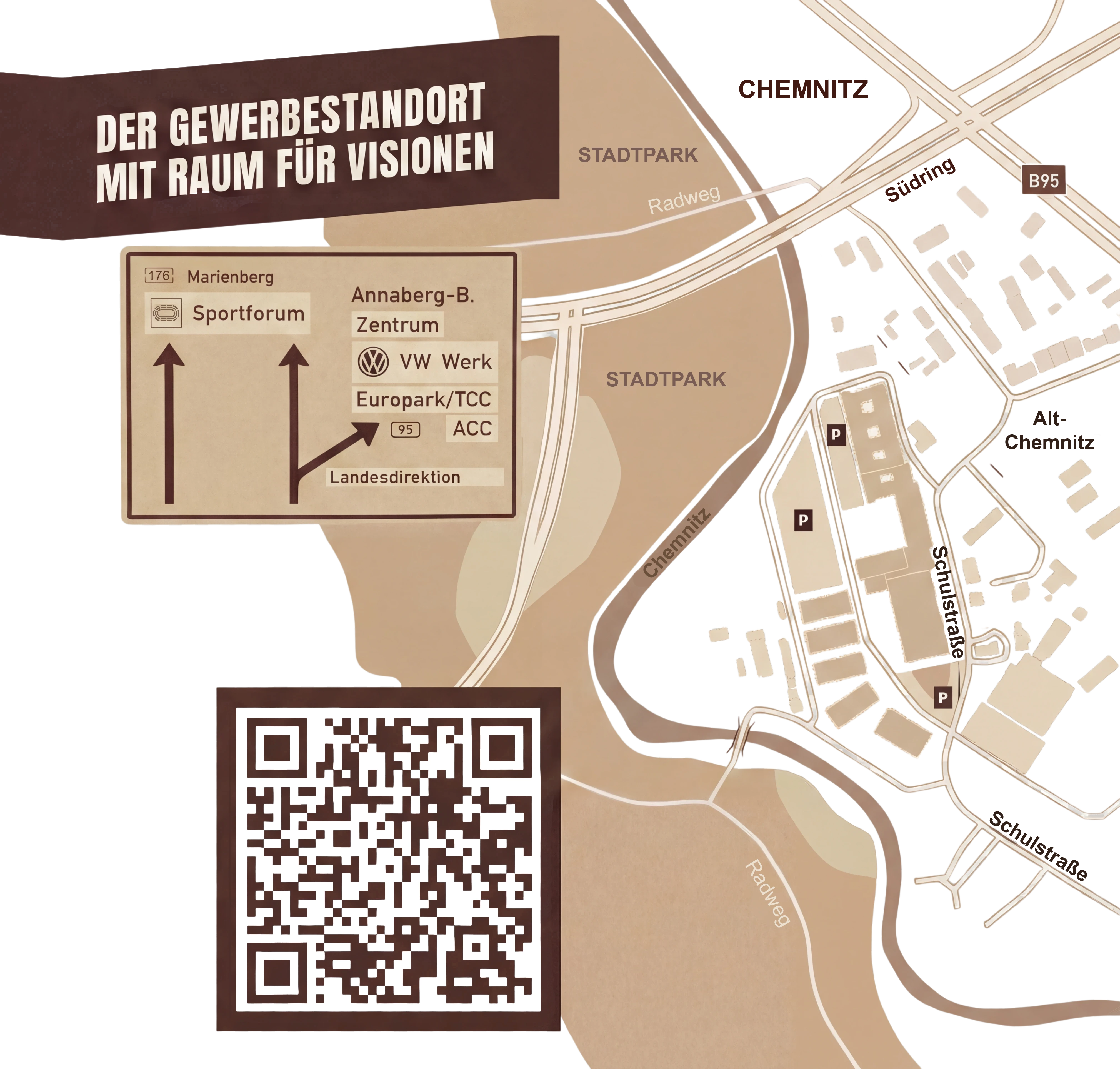 Anfahrt zum Europark Chemnitz – Lage Schulstraße 38-44, digitale Anfahrt